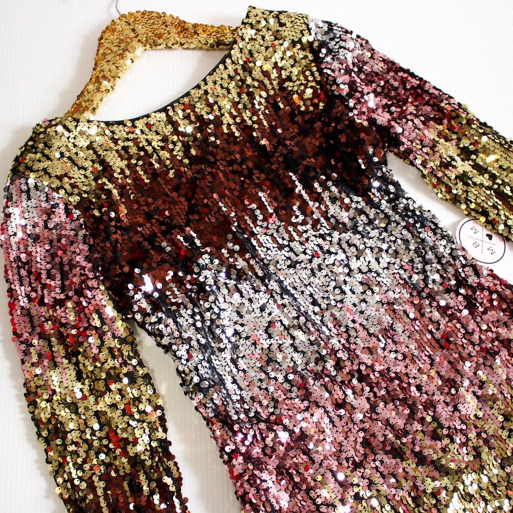 Silver Ombre Sequin Cocktail Short Dress - Picture 8 of 9